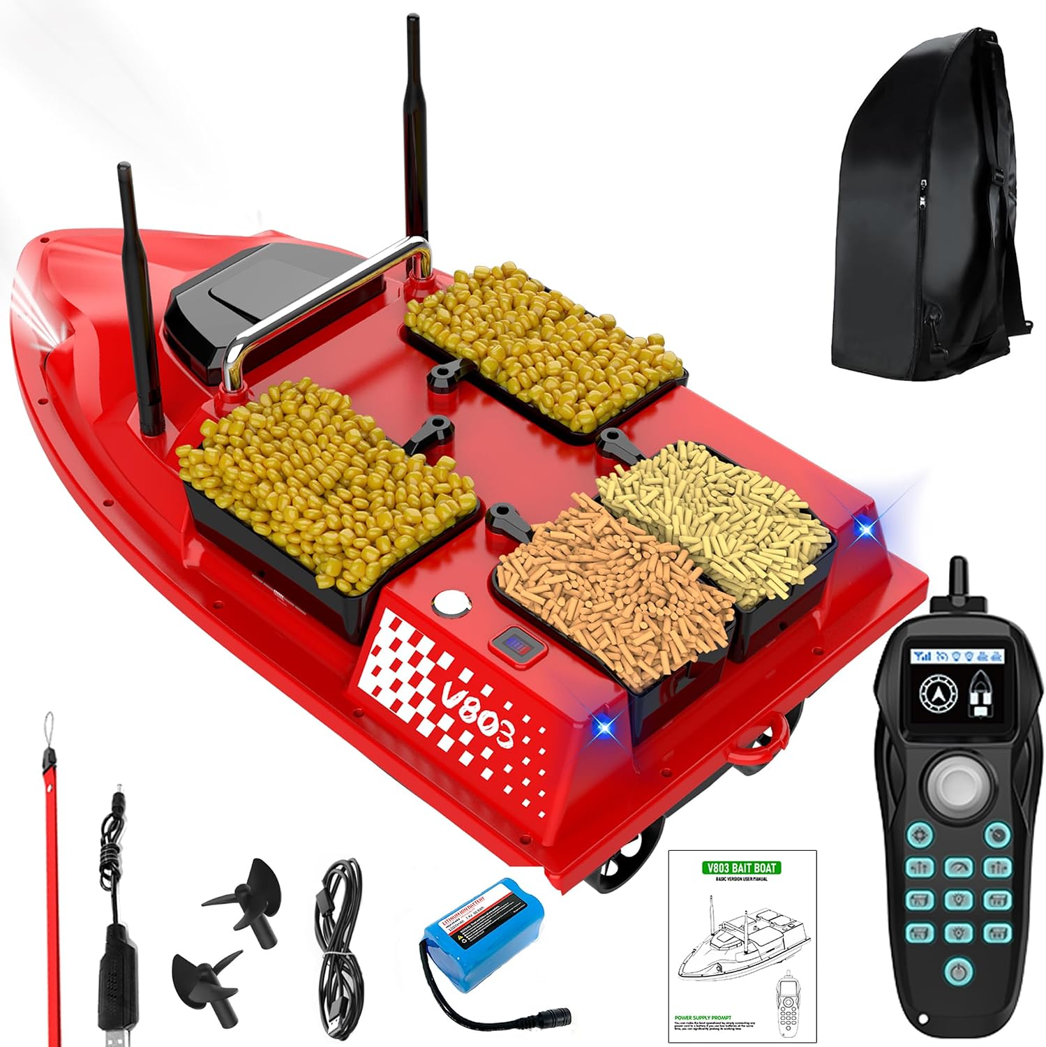 Fishing Backpack - Remote Control Bait Fishing Boat with
