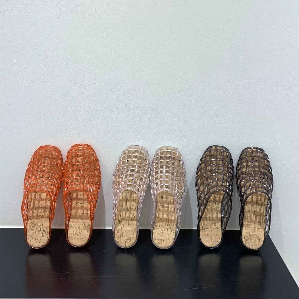 Round Toe PVC Crystal Slippers - Fishing Net review and price
