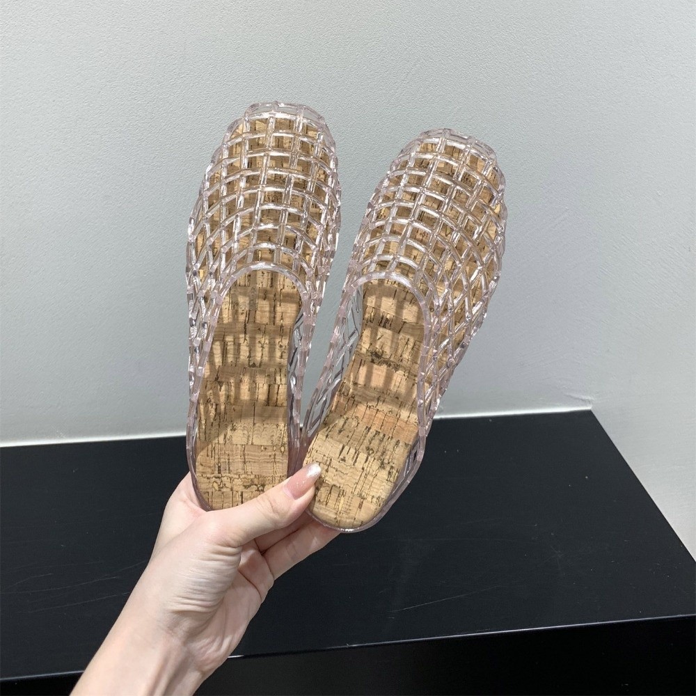 Round Toe PVC Crystal Slippers - Fishing Net review and price